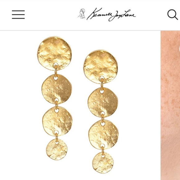 Kenneth Lane Goldtone Coin Drop Clip On Earrings - Picture 2 of 8